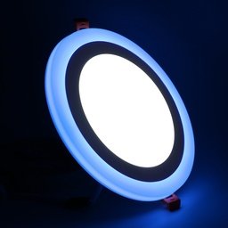 [44026] Panel doble luz, azul spot light 3w+3w redonda 6000k